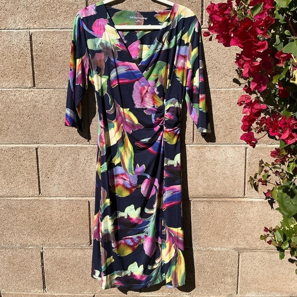 NWOT Soft Surroundings Hyannis Faux-Wrap Jersey Sheath Midi Dress Small Bodycon - Picture 2 of 10